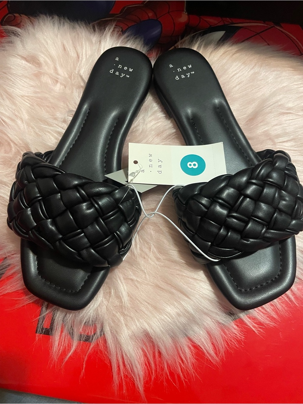 a new day Black Braided Slide Sandals - Women's Size 8